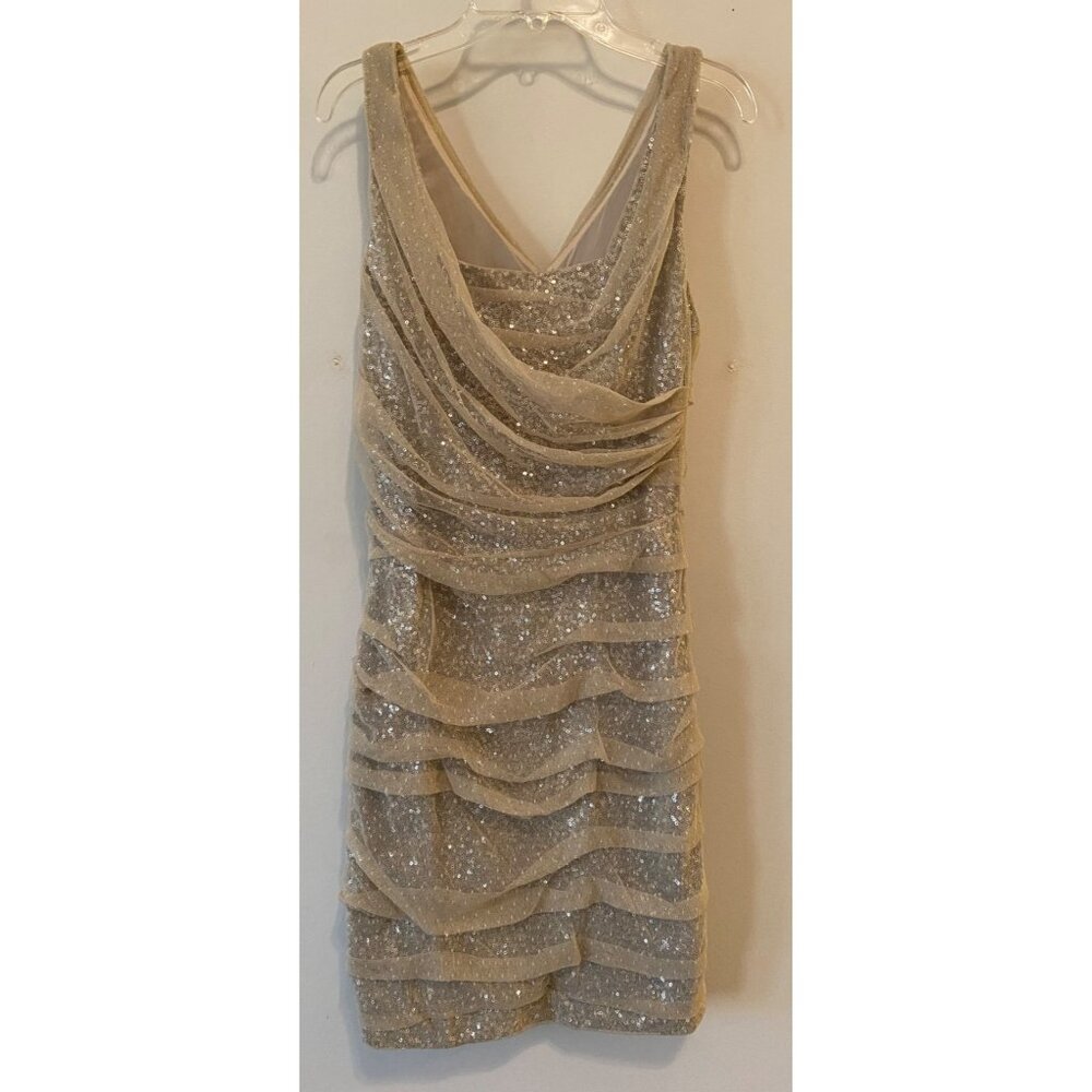 Express Gold Party Dress Sequin Layers Sleeveless Size 4